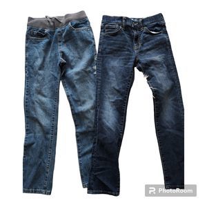 (2) Pair Old Navy Boy's Jeans Size 10 Skinny Built-In-Flex Waist Straight Skinny